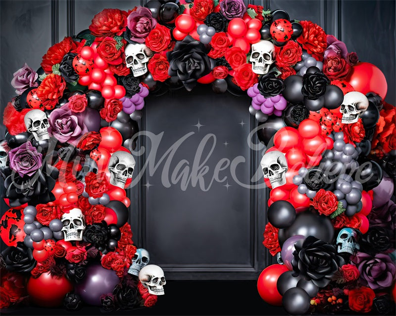 Kate Halloween Dia Dead Spooky Schädel Ballon Blumenbogen Hintergrund von Mini MakeBelieve