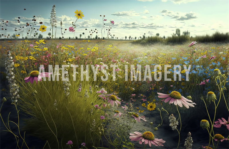 Kate Sommer Wildblumen Hintergrund von Angela Miller - Kate Backdrop.de