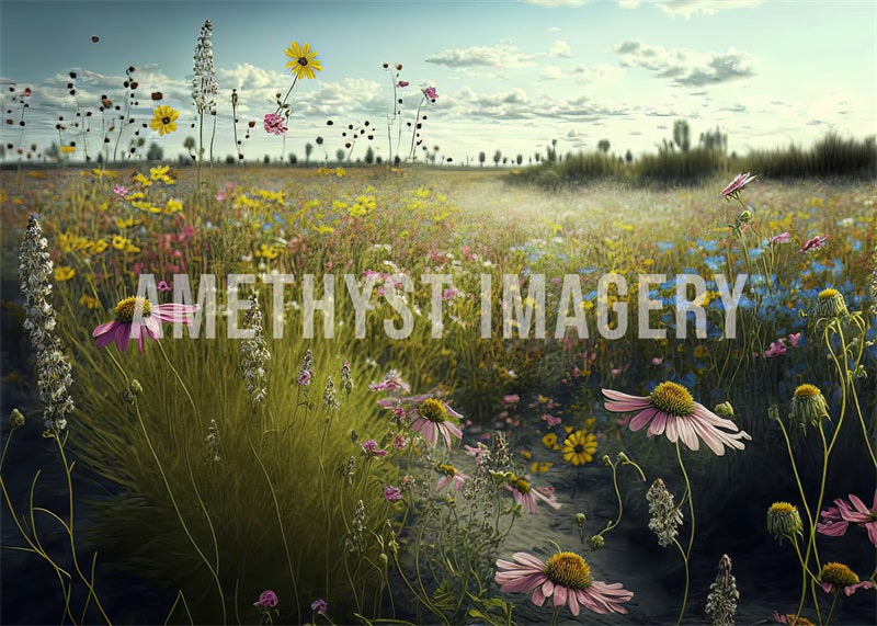 Kate Sommer Wildblumen Hintergrund von Angela Miller - Kate Backdrop.de
