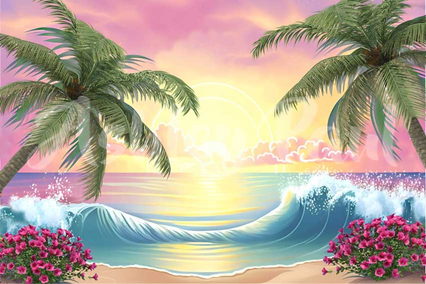 Kate Sommer Strand Blume Hintergrund von Ashley Paul - Kate Backdrop.de