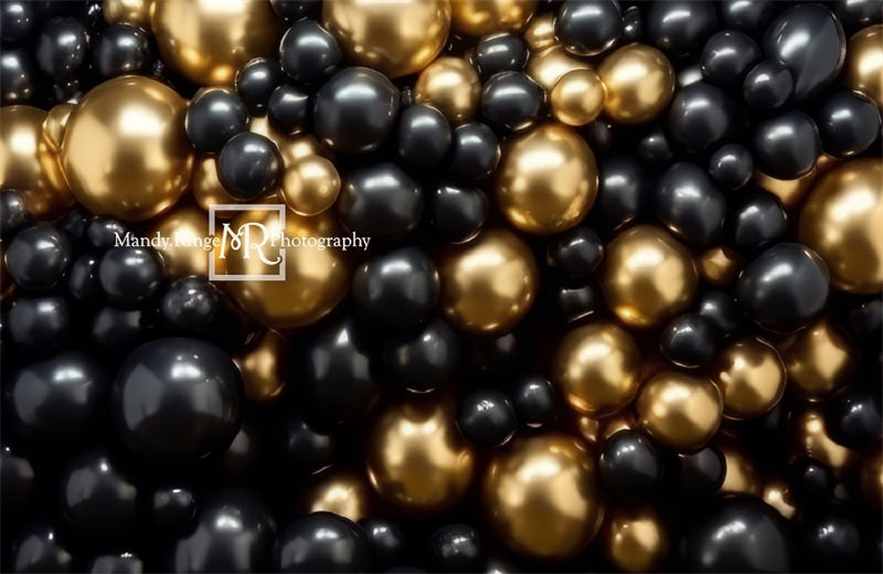 Kate Schwarz und Gold Ballon Wand Geburtstag Hintergrund von Mandy Ringe Fotograf - Kate Backdrop.de