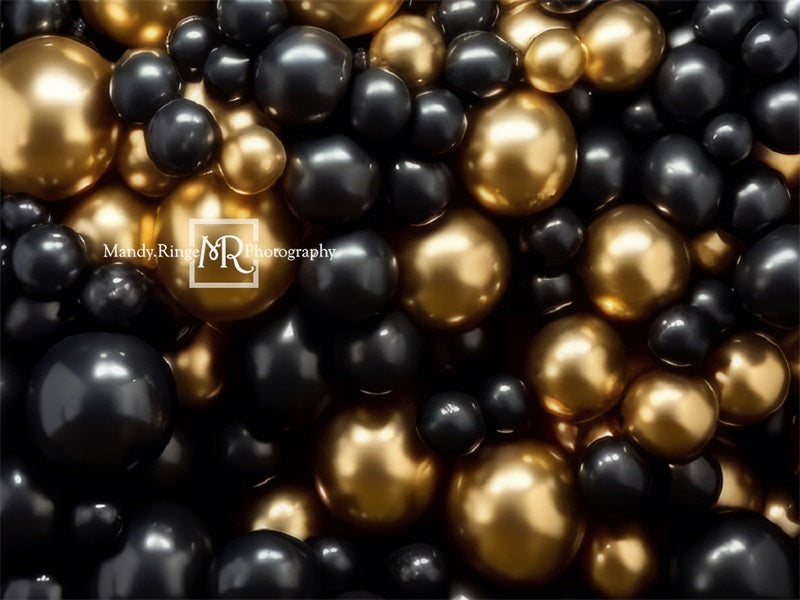 Kate Schwarz und Gold Ballon Wand Geburtstag Hintergrund von Mandy Ringe Fotograf - Kate Backdrop.de