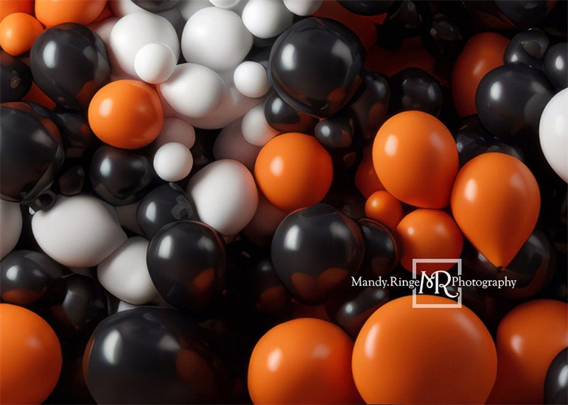 Kate Schwarz Orange Weiß Ballon Wand Geburtstagshintergrund von Mandy Ringe Fotograf - Kate Backdrop.de