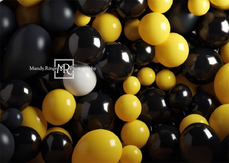 Kate Schwarz gelb weiß Ballon Wand Geburtstag Hintergrund von Mandy Ringe Fotograf