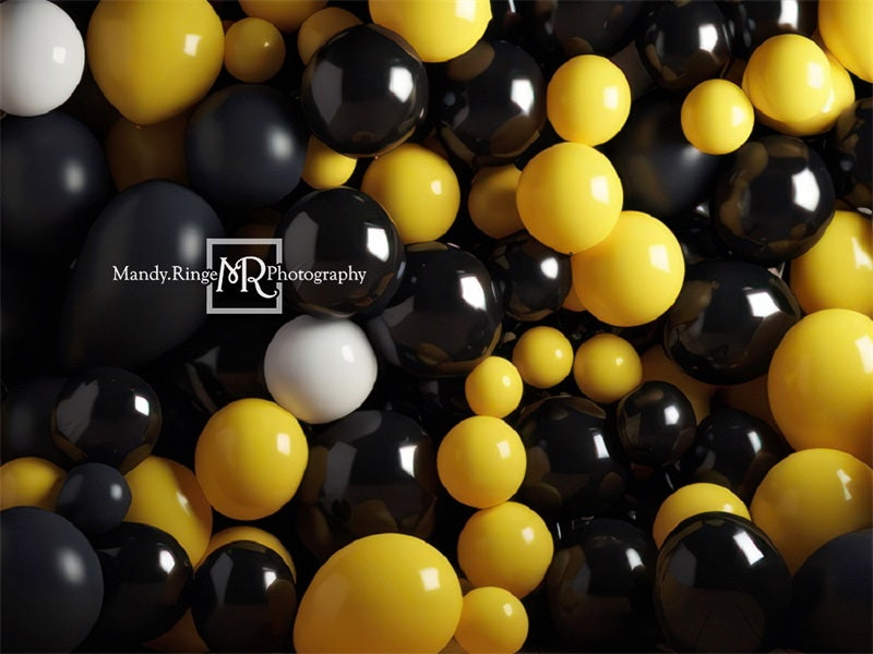 Kate Schwarz gelb weiß Ballon Wand Geburtstag Hintergrund von Mandy Ringe Fotograf