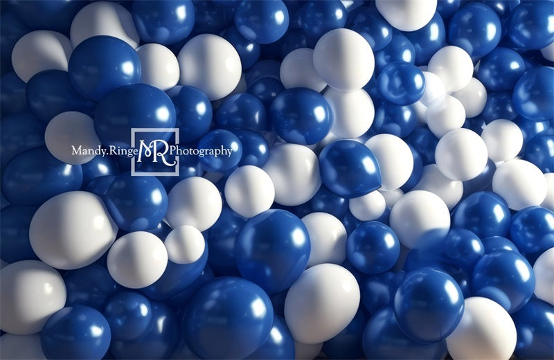 Kate Blaue und weiße Ballon-Wand Geburtstag Hintergrund von Mandy Ringe Fotograf - Kate Backdrop.de