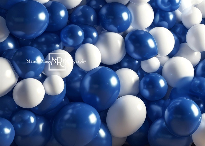 Kate Blaue und weiße Ballon-Wand Geburtstag Hintergrund von Mandy Ringe Fotograf