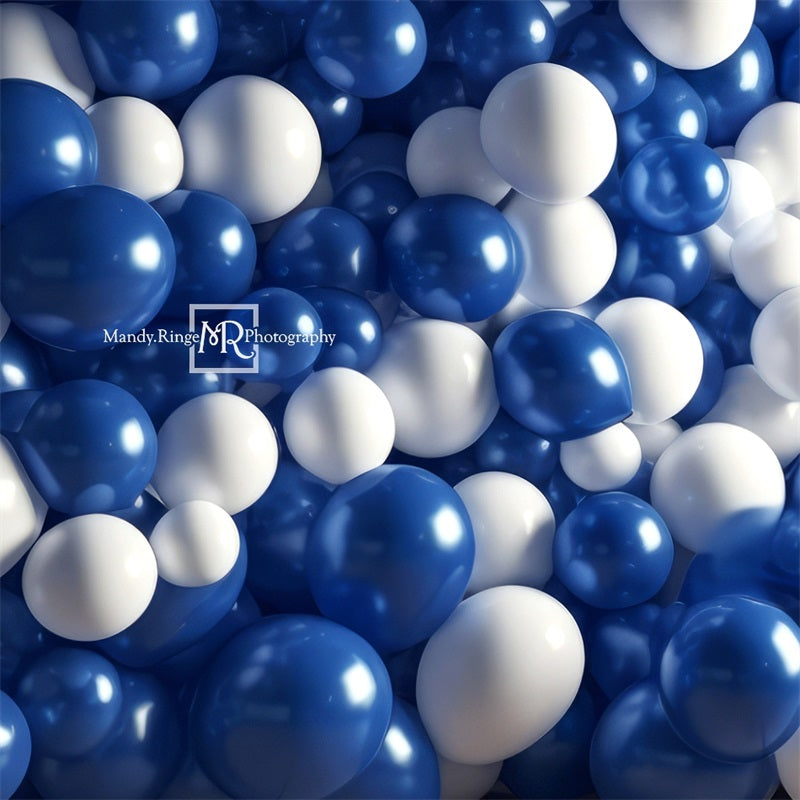 Kate Blaue und weiße Ballon-Wand Geburtstag Hintergrund von Mandy Ringe Fotograf