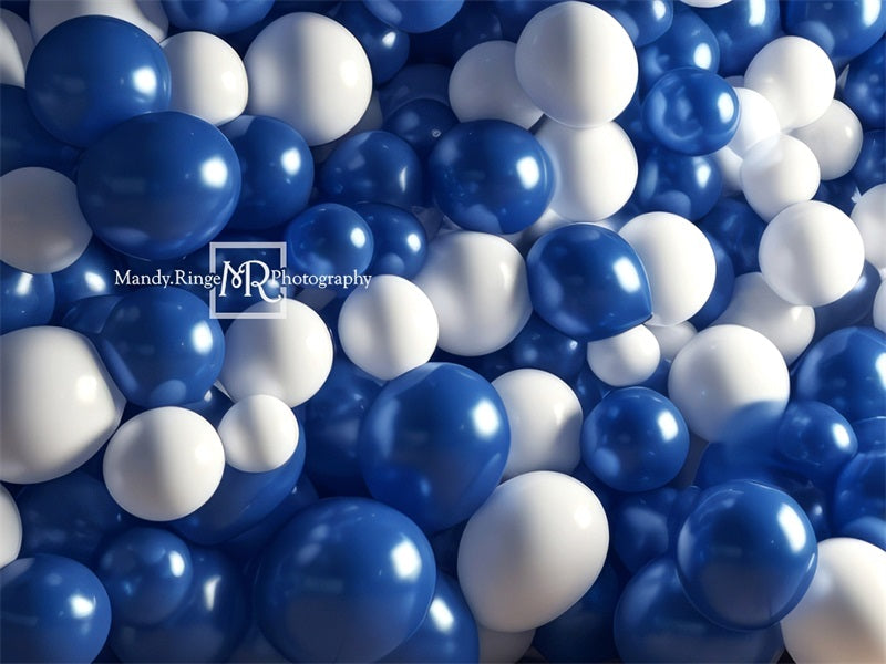 Kate Blaue und weiße Ballon-Wand Geburtstag Hintergrund von Mandy Ringe Fotograf - Kate Backdrop.de