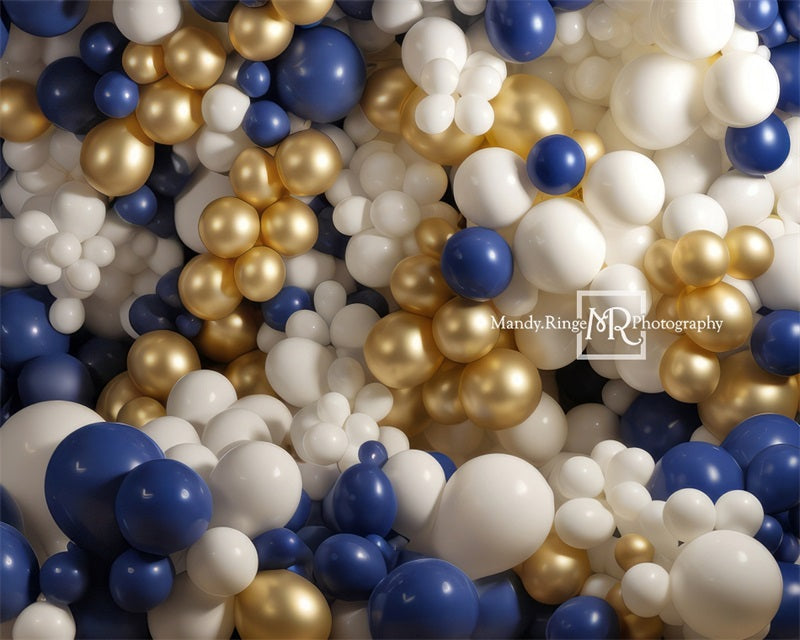 Kate Blau Gold Weiß Ballon Wand Geburtstag Hintergrund von Mandy Ringe Fotograf - Kate Backdrop.de