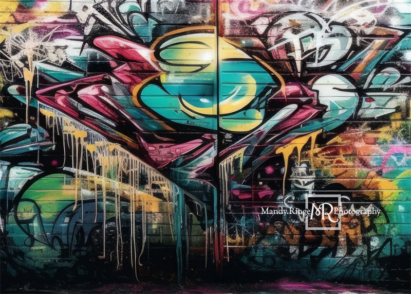 Kate Bunte Graffiti Wand Hintergrund von Mandy Ringe Fotograf - Kate Backdrop.de