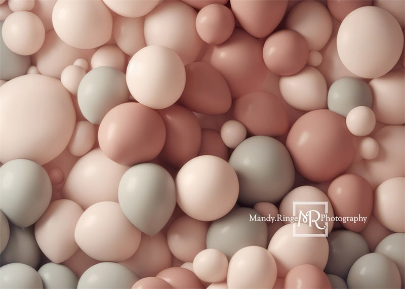 Kate Dusty Rose Sage Creme Ballon Wand Geburtstag Hintergrund von Mandy Ringe Fotograf - Kate Backdrop.de
