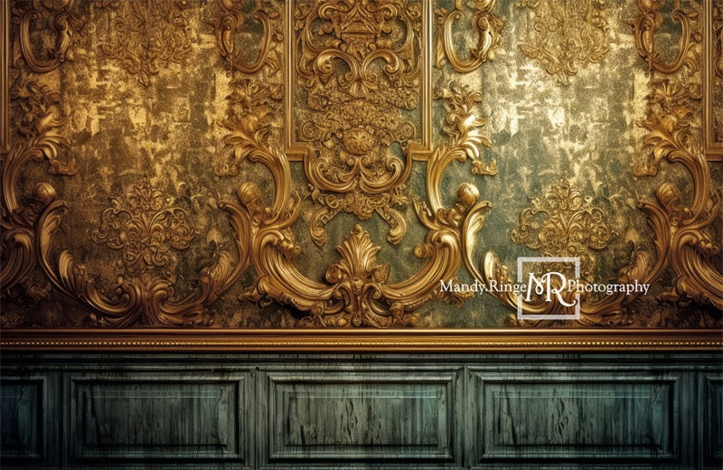 Kate Aufwendige vergoldete Gold und Teal Wand Hintergrund von Mandy Ringe Fotograf - Kate Backdrop.de