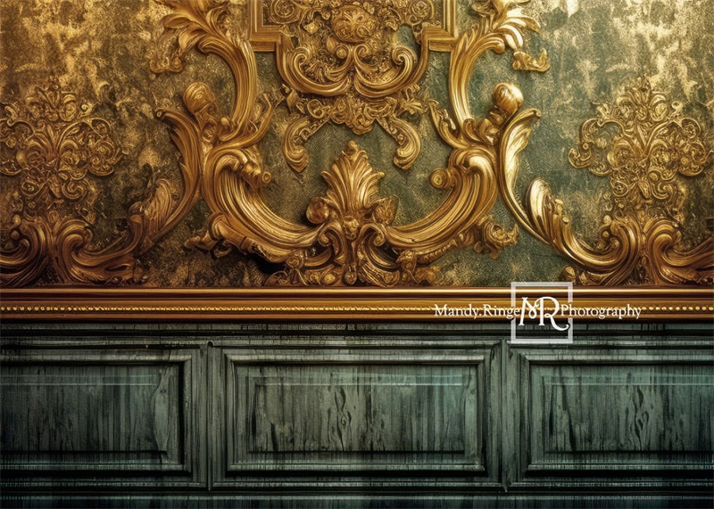 Kate Aufwendige vergoldete Gold und Teal Wand Hintergrund von Mandy Ringe Fotograf - Kate Backdrop.de