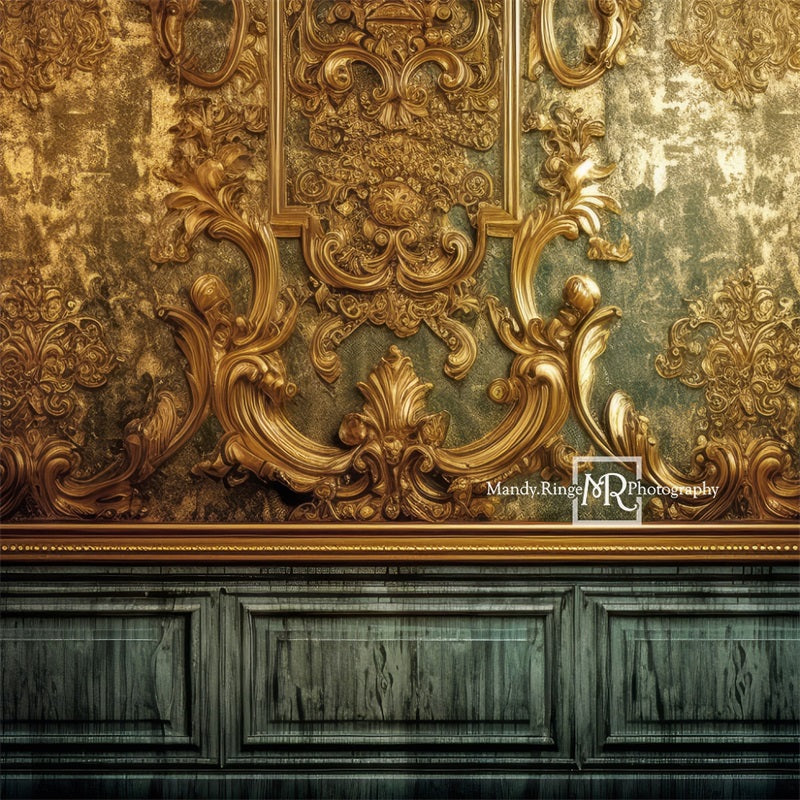 Kate Aufwendige vergoldete Gold und Teal Wand Hintergrund von Mandy Ringe Fotograf
