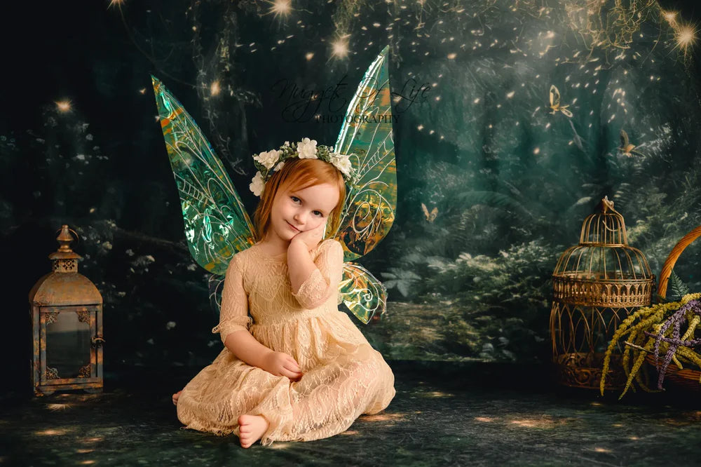 Kate Fantasy Glühwürmchen Wald in der Nacht Hintergrund+Traum Erdgeschoss Hintergrund - Kate Backdrop.de