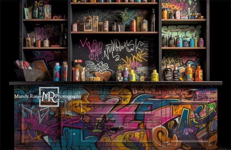 Kate Graffiti malen Künstler Schrank Hintergrund von Mandy Ringe Fotograf - Kate Backdrop.de