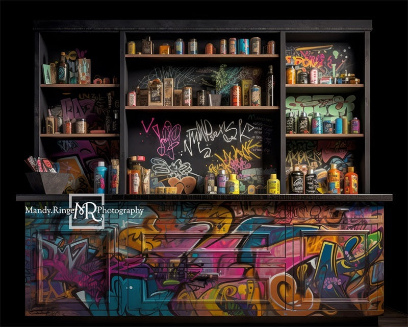 Kate Graffiti malen Künstler Schrank Hintergrund von Mandy Ringe Fotograf - Kate Backdrop.de