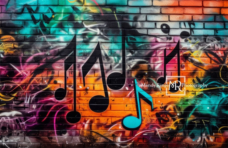 Kate Graffiti Wand mit Musik Notizen Hintergrund von Mandy Ringe Fotograf - Kate Backdrop.de