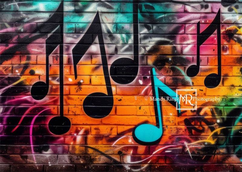 Kate Graffiti Wand mit Musik Notizen Hintergrund von Mandy Ringe Fotograf - Kate Backdrop.de