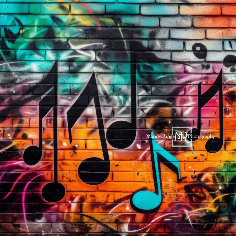 Kate Graffiti Wand mit Musik Notizen Hintergrund von Mandy Ringe Fotograf - Kate Backdrop.de