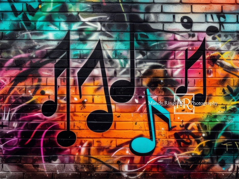 Kate Graffiti Wand mit Musik Notizen Hintergrund von Mandy Ringe Fotograf - Kate Backdrop.de