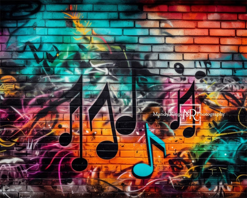 Kate Graffiti Wand mit Musik Notizen Hintergrund von Mandy Ringe Fotograf - Kate Backdrop.de