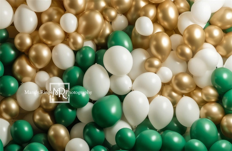 Kate Grünes Gold weißer Ballon Wandhintergrund von Mandy Ringe Fotograf - Kate Backdrop.de