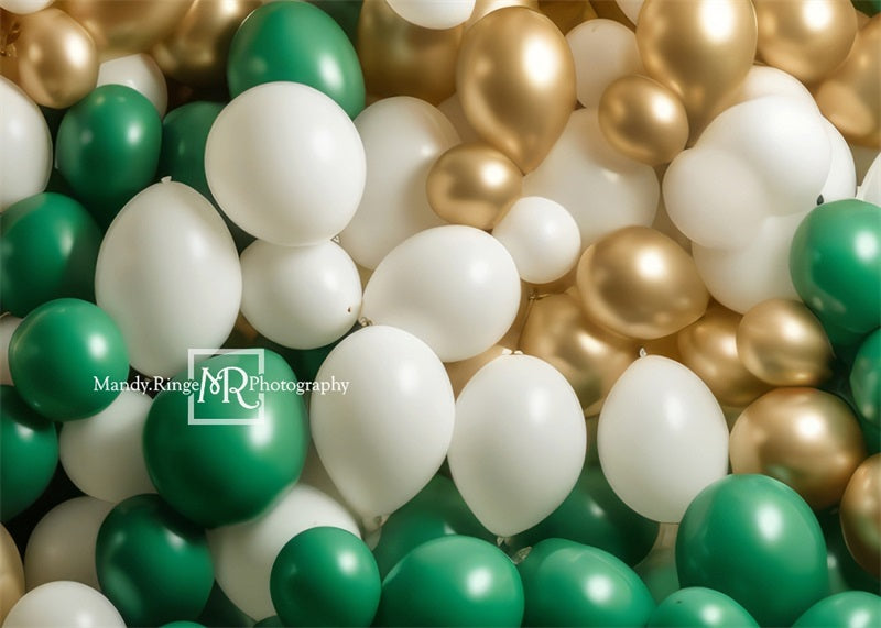 Kate Grünes Gold weißer Ballon Wandhintergrund von Mandy Ringe Fotograf - Kate Backdrop.de
