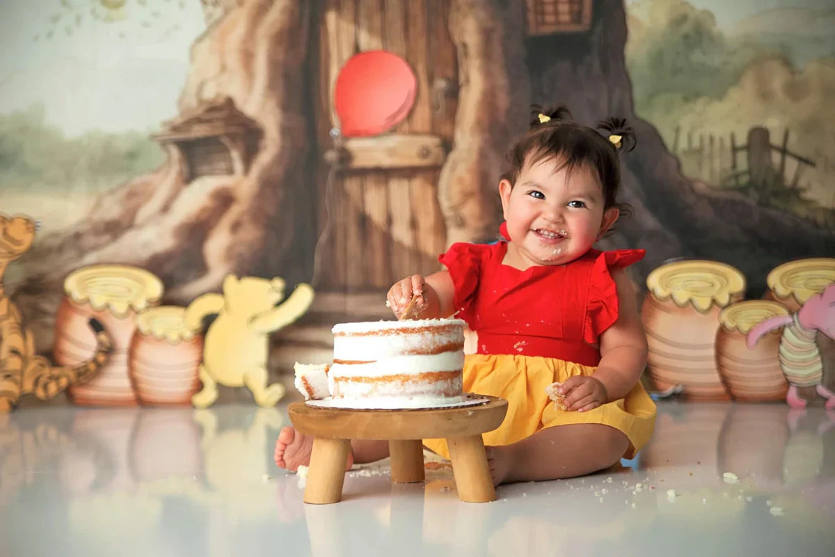 Kate Hundert Morgen Wald Baum Kuchen Smash Fleece Hintergrund Entworfen von Mandy Ringe - Kate Backdrop.de