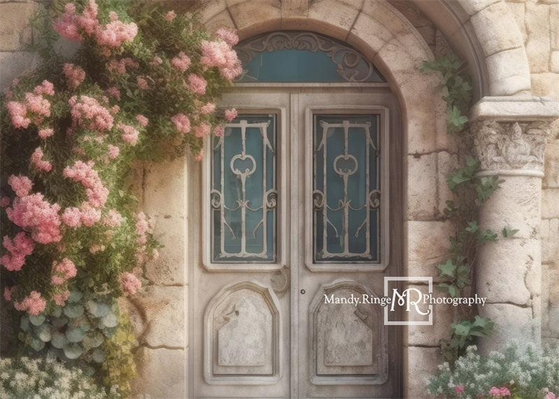 Kate Verzierte Schloss-Tür mit Frühlingsblumen-Hintergrund von Mandy Ringe Fotograf