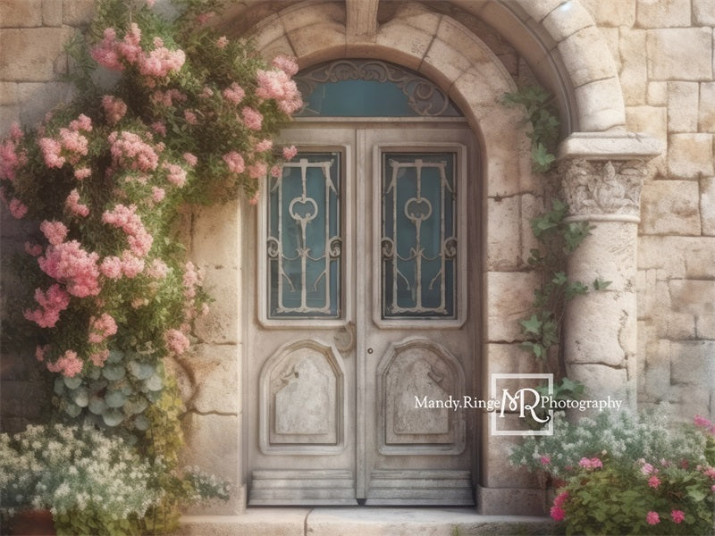Kate Verzierte Schloss-Tür mit Frühlingsblumen-Hintergrund von Mandy Ringe Fotograf