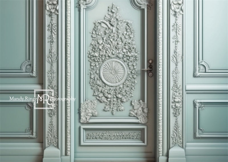 Kate Verzierte Minze-viktorianische Wände mit Tür-Hintergrund von Mandy Ringe Fotograf