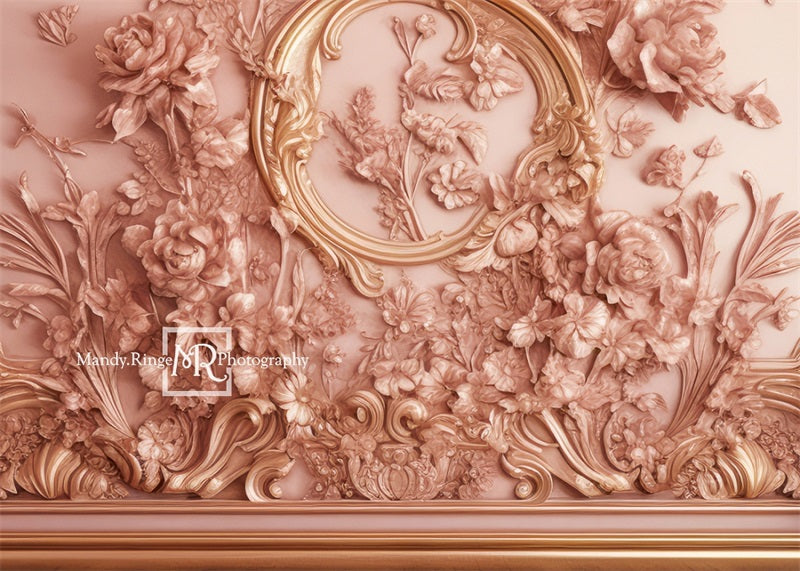 Kate Verzierte Rosa und Gold Floral Prinzessin Wandhintergrund von Mandy Ringe Fotograf - Kate Backdrop.de