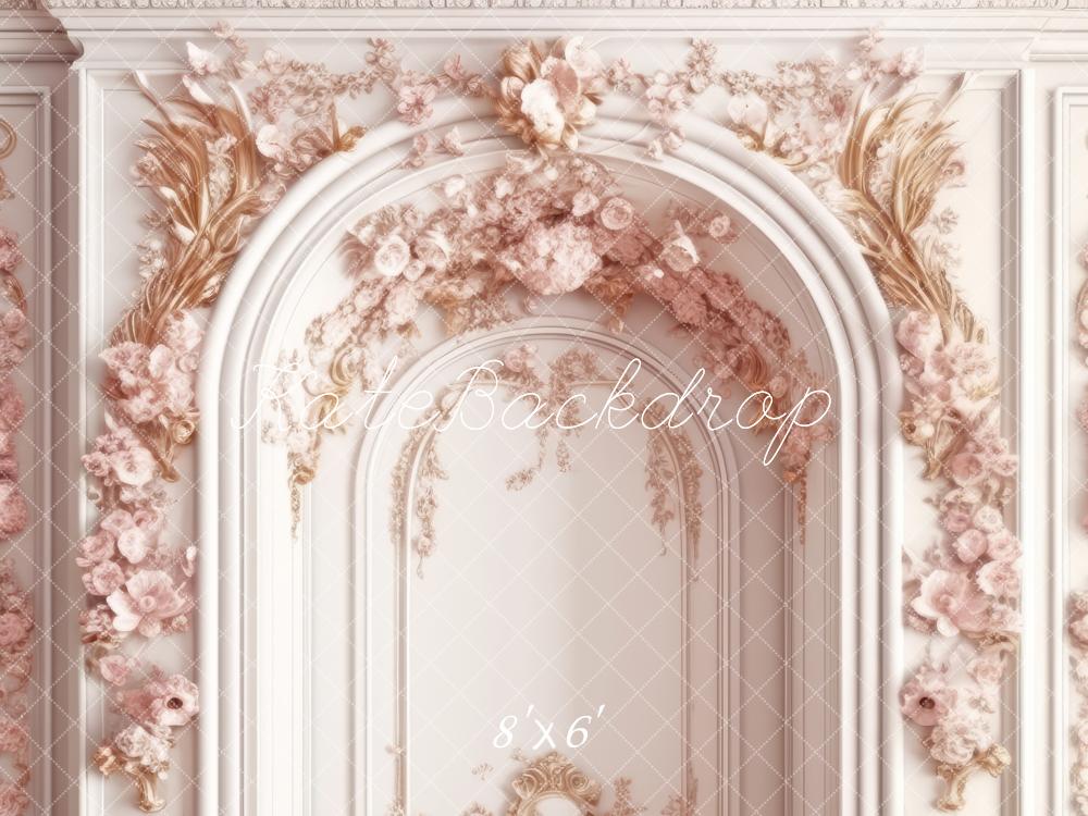 Kate Verschnörkelte rosa und weiße Prinzessinnenwand Hintergrund von Mandy Ringe Fotografie - Kate Backdrop.de