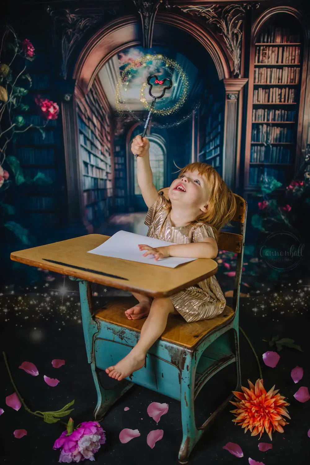 Kate Library Dreams Hintergrund für die Schule von Angela Miller - Kate Backdrop.de