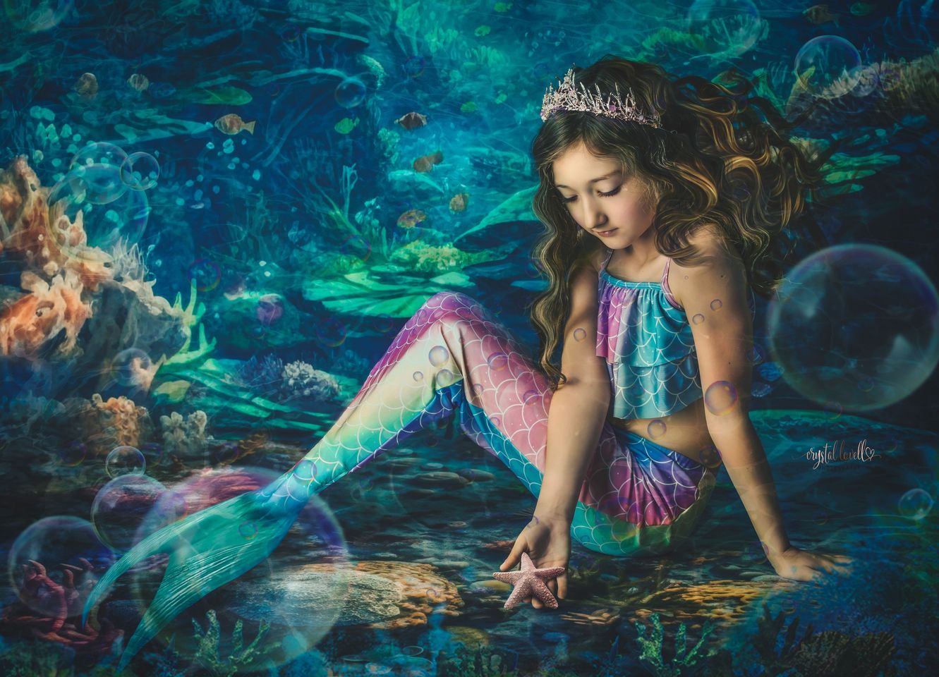 Kate Sommer Unterwasser Ozean Riff Hintergrund+Mermaid Ocean Reef Gummi Bodenmatte - Kate Backdrop.de