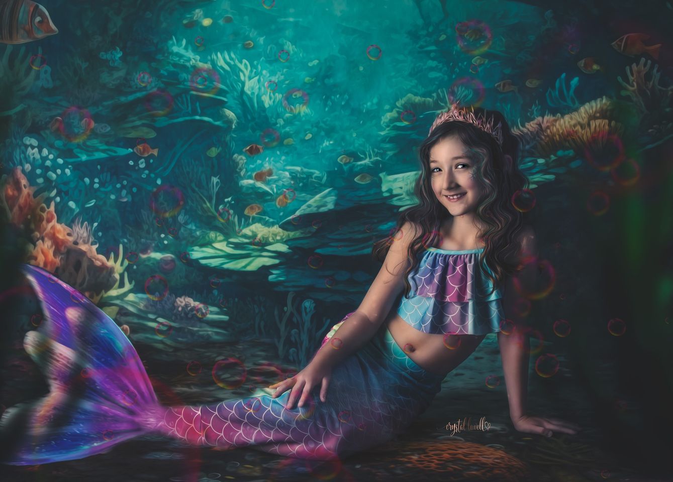 Kate Sommer Unterwasser Ozean Riff Hintergrund+Mermaid Ocean Reef Gummi Bodenmatte - Kate Backdrop.de