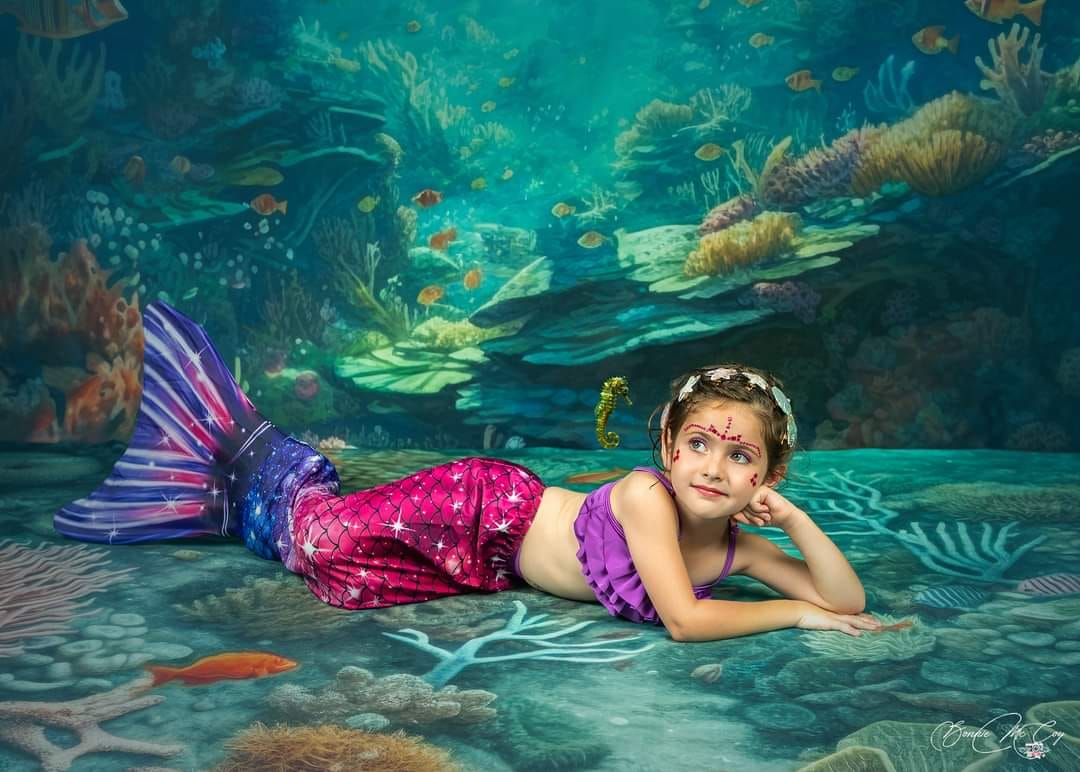 Kate Sommer Unterwasser Ozean Riff Hintergrund+Mermaid Ozean Riff Boden Hintergrund