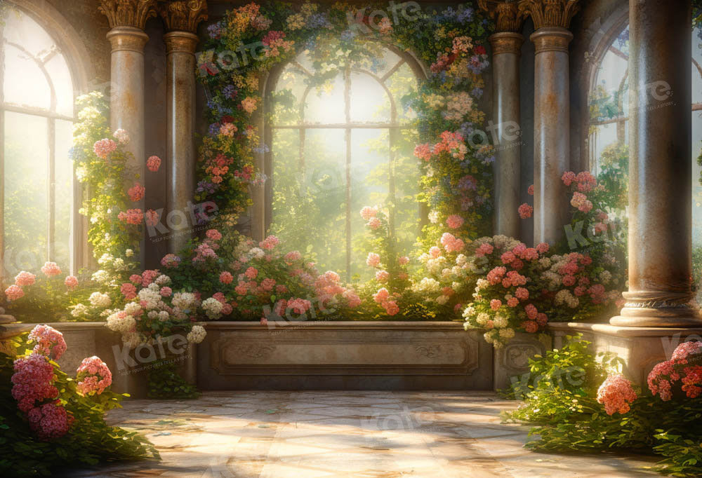 Kate Sommer Hochzeit Fenster Flower House Sonnenschein Hintergrund von Chain Photography - Kate Backdrop.de