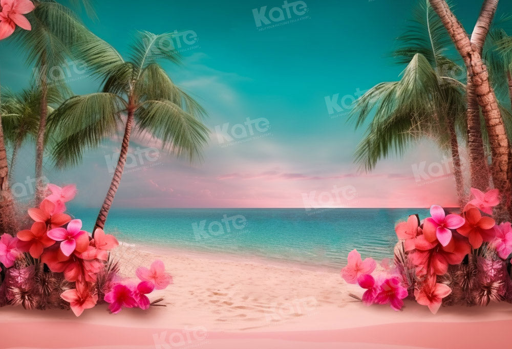 Kate Summer Sea Pink Sand Beach Hintergrund von Chain Photography