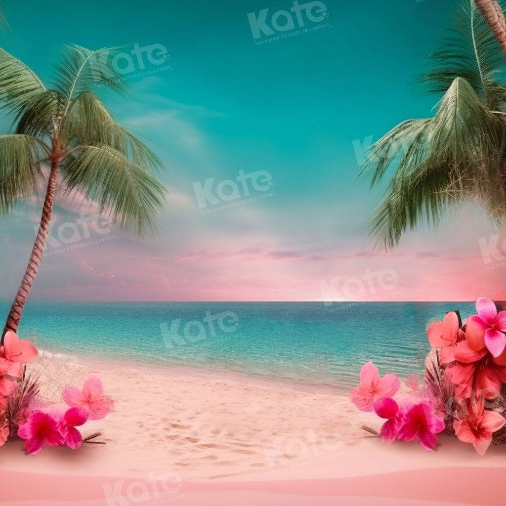 Kate Summer Sea Pink Sand Beach Hintergrund von Chain Photography