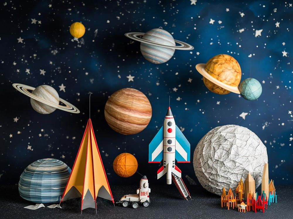 Kate Astronaut Universe Rocket Cake Smash Geburtstag Hintergrund für Fotografie