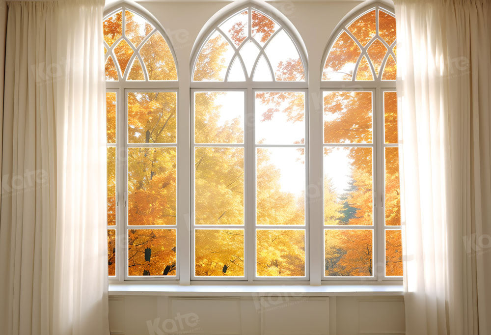 Kate Herbst Fenster Blatt Kirche Hintergrund von Chain Photography - Kate Backdrop.de
