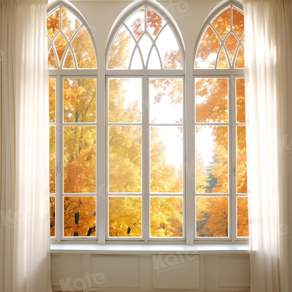 Kate Herbst Fenster Blatt Kirche Hintergrund von Chain Photography - Kate Backdrop.de