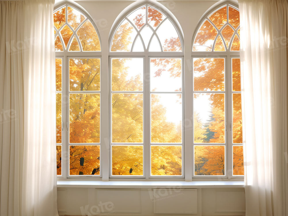 Kate Herbst Fenster Blatt Kirche Hintergrund von Chain Photography - Kate Backdrop.de