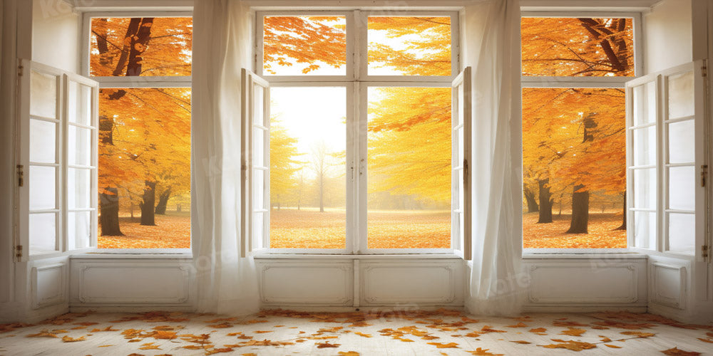 Kate Herbst Fenster Blatt Golden Forest Hintergrund von Chain Photography - Kate Backdrop.de