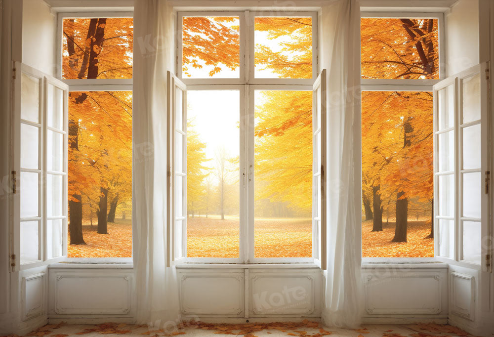 Kate Herbst Fenster Blatt Golden Forest Hintergrund von Chain Photography - Kate Backdrop.de