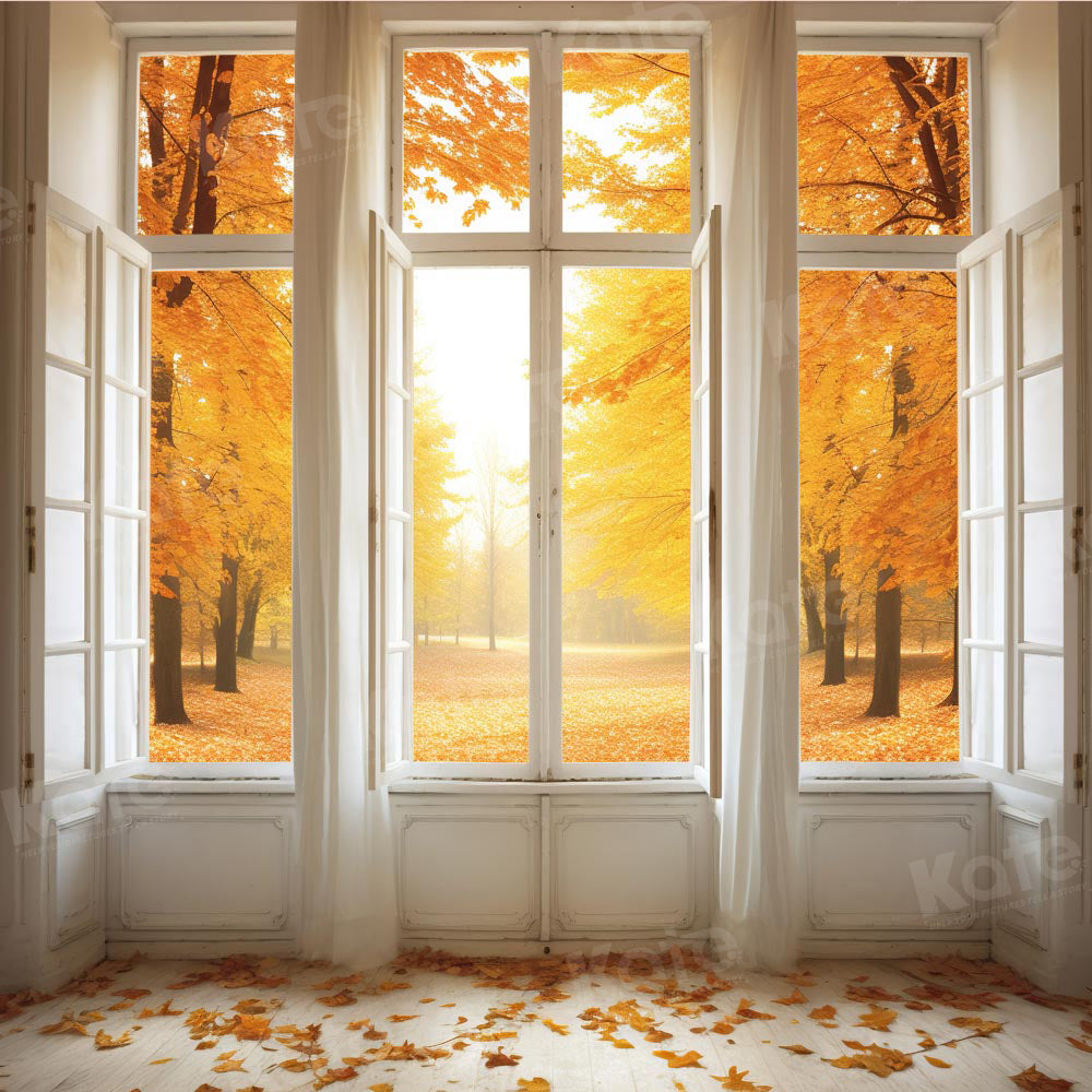 Kate Herbst Fenster Blatt Golden Forest Hintergrund von Chain Photography - Kate Backdrop.de