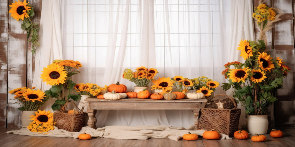 Kate Herbst frische Sonnenblume Vorhang Hintergrund von Chain Photography - Kate Backdrop.de